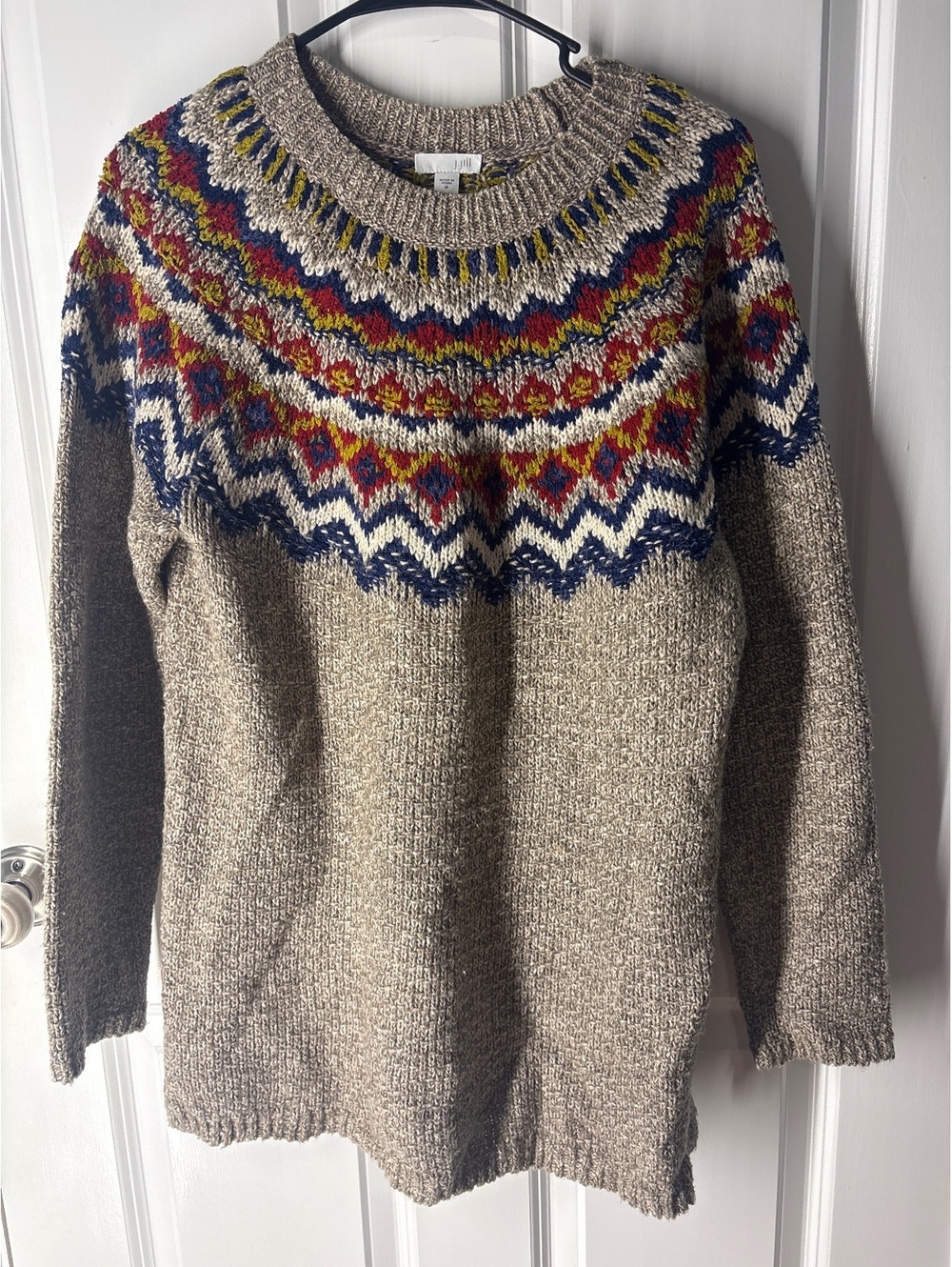 J Jill Fair Isle Nordic Knit Crewneck Size M Sweater Granola Gorpcore Cottage